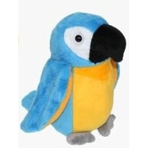 Pluche Blauw/Gele Ara Papegaai Knuffel 15 cm - Tropische Vogels Speelgoed Knuffeldieren