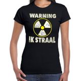 Halloween warning ik straal verkleed t-shirt zwart voor dames - horror shirt / kleding / kostuum