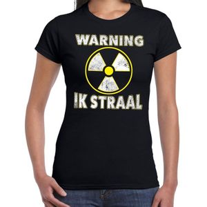 Halloween warning ik straal verkleed t-shirt zwart voor dames - horror shirt / kleding / kostuum