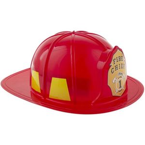 Rode plastic brandweerhelm voor volwassenen - Carnaval verkleed hoeden