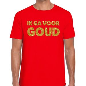 Ik ga voor Goud glitter tekst t-shirt rood heren - heren shirt Ik ga voor Goud