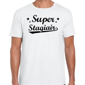Super Stagiair cadeau t-shirt wit voor heren - bedankt cadeau voor een stagiair