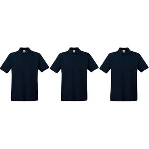 3-Pack maat M donkerblauw polo shirt premium van katoen voor heren - Polo t-shirts voor heren