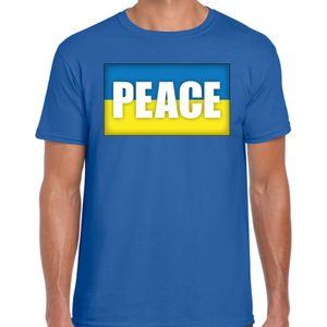 Peace t-shirt blauw heren - Oekraine protest/ demonstratie shirt - vrede - Oekraiense vlag