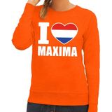 Oranje I love Maxima sweater / trui dames - Oranje Koningsdag/ supporter kleding