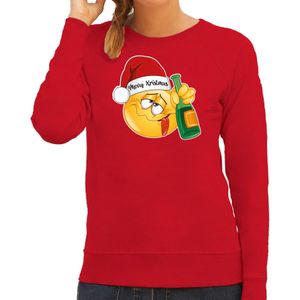 Bellatio Decorations foute kersttrui/sweater dames - Dronken - rood - Merry Kristmus