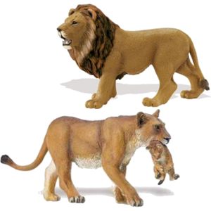 Plastic speelgoed figuren setje leeuwen 14 en 16 cm - Safari dieren setje