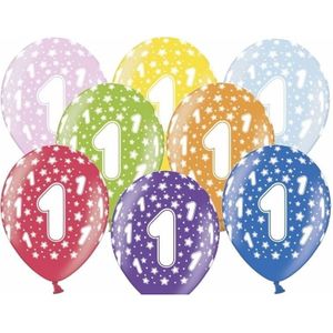 18x stuks verjaardag ballonnen 1 jaar thema met sterretjes - Feestartikelen/versiering
