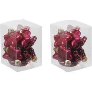 24x Sterretjes kersthangers/kerstballen rood/donkerrood van glas - 4 cm - mat/glans - Kerstboomversiering