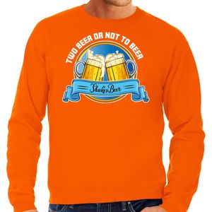 Bellatio Decorations Apres ski sweater heren - two beer or not to beer - oranje - wintersport - bier