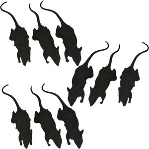 Fiestas nep ratten 6 cm - zwart - 9x - Horror/griezel thema decoratie dieren