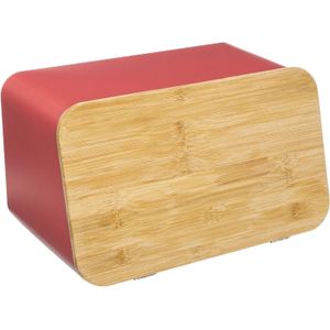 5Five - Broodtrommel met deksel - Brick Metaal/bamboe - 37 x 22 x 23cm