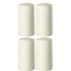 4x Ivoorwitte cilinderkaarsen/stompkaarsen 6 x 10 cm 36 branduren - Geurloze kaarsen ivoorwit - Woondecoraties