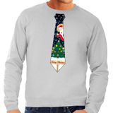 Foute kersttrui / sweater met stropdas van kerst print grijs voor heren
