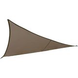 Polyester schaduwdoek/zonnescherm Curacao driehoek taupe 4 x 4 x 4 meter - inclusief bevestiging haken set
