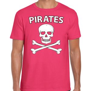 Fout piraten shirt / foute party verkleed shirt roze heren - Foute party piraten kostuum - Verkleedkleding