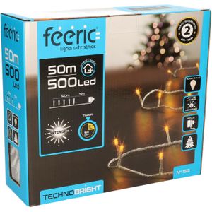Feeric lights Kerstverlichting - warm wit - 50 meter - 500 led lampjes - transparant snoer