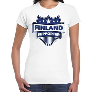 Finland supporter schild t-shirt wit voor dames - Finland landen t-shirt / kleding - EK / WK / Olympische spelen outfit