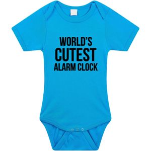 Worlds cutest alarm clock tekst baby rompertje blauw jongens - Kraamcadeau - Babykleding