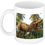 Dieren brullende t-rex dinosaurus foto mok 300 ml - cadeau beker / mok dinosaurussen liefhebber