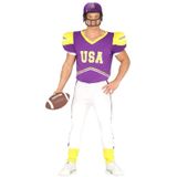 Paars/geel rugbyspeler kostuum voor heren - American Football verkleedpak