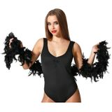 Atosa Carnaval verkleed boa met veren - 2x - zwart - 180 cm - 45 gram - Glitter and Glamour - verkleed accessoires