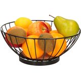 Metalen fruitmand/fruitschaal zwart rond 28 cm - Fruitschalen/fruitmanden - Draadmand
