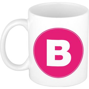 Mok / beker met de letter B roze bedrukking voor het maken van een naam / woord - koffiebeker / koffiemok - namen beker