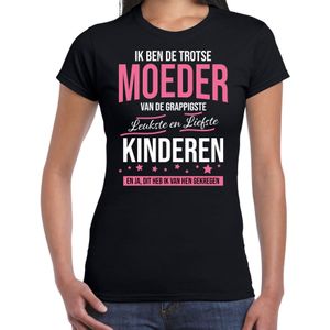 Trotse moeder / kinderen cadeau t-shirt zwart voor dames - Verjaardag / Moederdag - Cadeau / bedank shirt