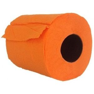 3x Oranje toiletpapier rol 140 vellen - Oranje thema feestartikelen decoratie - WC-papier/pleepapier