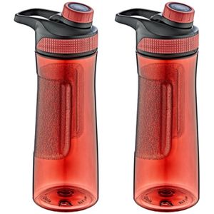 B- 2x -Home Waterfles / drinkfles / sportfles Aquamania - rood - 730 ml - kunststof - bpa vrij - lekvrij - Stijlvolle fles