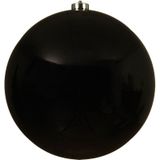 3x Grote zwarte kunststof kerstballen van 20 cm - glans - zwarte kerstboom versiering