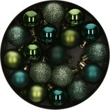 Atmosphera Kerstballen - 18ST - groen - glans en mat - D3 cm - kunststof