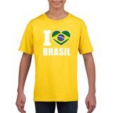 Geel I love Brazilie supporter shirt kinderen - Braziliaans shirt jongens en meisjes