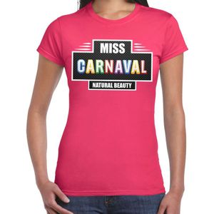 Miss Carnaval verkleed t-shirt fuchsia roze voor dames - natural beauty carnaval / feest shirt kleding / kostuum