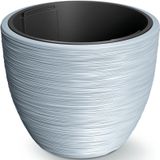 Prosperplast Plantenpot/bloempot Furu Stripes - 2x - buiten/binnen - kunststof - lichtgrijs - D40 x H40 cm - met binnenpot