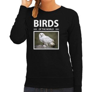 Dieren foto sweater Sneeuwuil - zwart - dames - birds of the world - cadeau trui uilen liefhebber