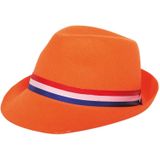 2x stuks oranje verkleedhoed / Trilby hoed voor volwassenen - Koningsdag / oranje supporters