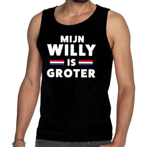 Zwart Mijn Willy is groter tanktop / mouwloos shirt - Singlet voor heren - Koningsdag kleding