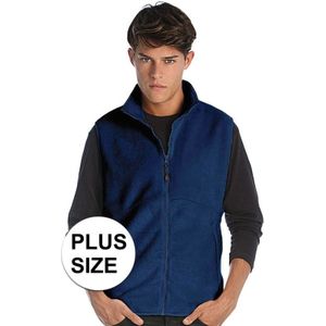 Grote maten fleece casual bodywarmer navy blauw voor heren - Plus size outdoorkleding wandelen/zeilen - Mouwloze vesten