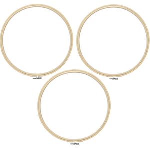 3x stuks houten ronde borduurring 25 cm - Borduurframe - Borduren