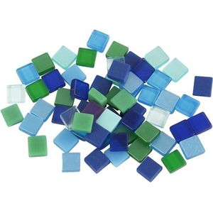 2x zakjes van 395x stuks Mozaiek tegels kunsthars groen/blauw 5 x 5 mm - kleine tegeltjes - Hobby/knutselen - Mozaieken