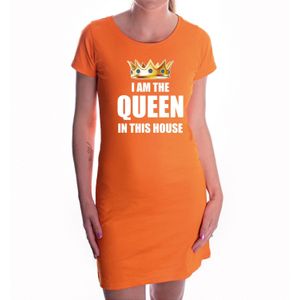 Im the queen in this house met gouden kroon oranje jurk voor dames - Koningsdag / Woningsdag - oranje kleding / jurkjes