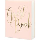 Gastenboek roze/goud 20 x 25 cm - 22 paginas - 44 bladzijden - Bruiloft gastenboeken