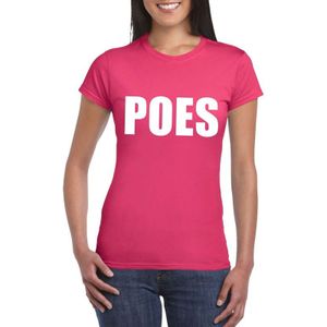 Poes tekst t-shirt roze dames