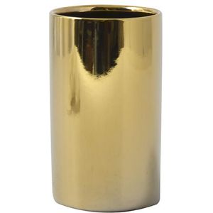 Spirella Badkamer drinkbeker/tandenborstelhouder Sienna - porselein - glans goud - 7 x 11 cm