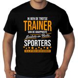 Grote maten Trotse trainer van de beste sporters cadeau t-shirt zwart voor heren -  kado voor een sport / trainer