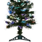 Krist+ kunst kerstboom/kunstboom - fiber optic - H90 cm - met LED gekleurde verlichting