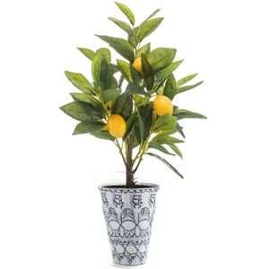 Emerald Kunstplant citrusfruit citroen boom in pot - 40 cm - geel - kunst plant met vruchten