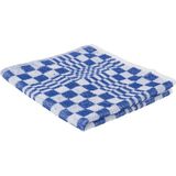 3x Handdoek blauw met blokmotief 50 x 50 cm - Huishoudtextiel - keukendoek / handdoekjes